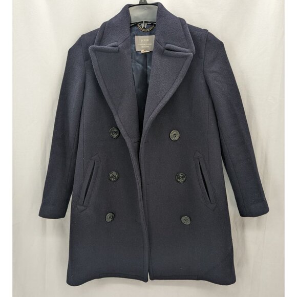 J.Crew Peacoat Women Size 00 Stadium Cloth Wool Blend Double Breasted Nautical - Picture 4 of 16
